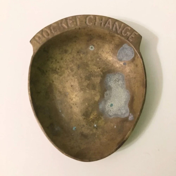 Vintage Brass Pocket Change Dish Trinket Jewelry Key Holder Coin Bowl - Picture 12 of 14